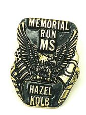 Memorial Run MS Hazel Kolb Gold Eagle Motorcycle Rally Vintage Hat Vest Pin picture