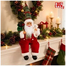 40cm Christmas Santa Doll Seated Dangling Legs Santa Claus Ornament Window Displ picture