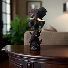 Makonde Big Five Hand Carved Wood Safari Animal Sculpture Statue Totem Figurine picture