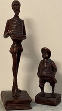 Vintage Carved Wooden Don Quixote & Sancho Statue Figurines Spanish Folk Art 13” picture