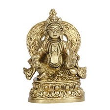 Brass Kubera Idol Lord of Treasure Wealth God Statue Locker Prosperity 3.5 Inch picture