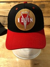ELGIN BASEBALL CAP RARE QUALITY EMBROIDERED RED & BLACK HAT picture