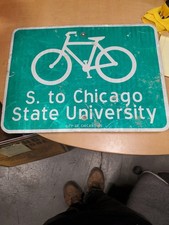 Vintage City of Chicago S. to Chicago State University Bike Path Trail Sign picture