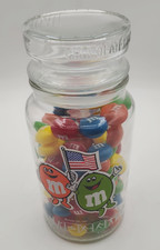 Vtg M&M's Candy Garland Olympic Glass Jar Canister Lot M&M Advertising picture