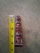 Vtg Authentic Alaska Totem Pole Hand Painted Craft Made in Alaska Small 4” Tall picture