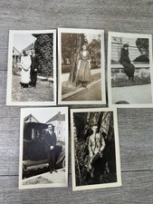 Vintage Black & White Photo Lot of 5 People Car 1920s 1930s Family picture