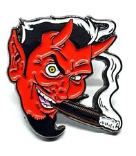 Devil Pin Badge Enamel Rockabilly Fortune American 50s Style Satan Pin Brooch picture