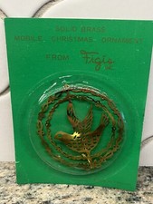 Vintage Figis Gold Plated Brass Round Mobile Christmas Ornaments Dove picture
