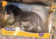 BREYER BLAKE  SHIRE HORSE TSC EXCLUSIVE BLACK WHITE FEATHERS & BLAZE  MATTE NEW picture