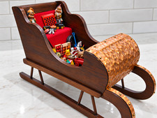 Vintage 1960s Handcrafted Wood Christmas Sleigh Folk Art Thomas Hammond 14