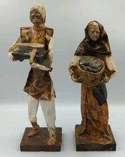 Vintage Mexican Folk Art Paper Mache Figurines Set Of 2 picture