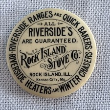Antique Rock Island Stove Company  Advertising Celluloid Pocket Mirror picture