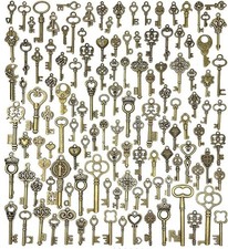 Lot Of 125 Vintage Style Antique Skeleton Furniture Cabinet Old Lock Keys Jewelr picture
