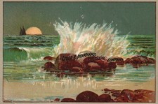 1880s-90s Waves Splashing Rocks Lydia Pinkhams Vegetable Compound Trade Card picture