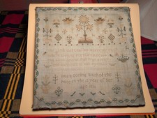 Antique 1836 English Cross Stitch Sampler 12.5x12.5 By Susan Dorling Age 12 picture