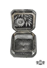Antique Brilliant Cut Glass Lidded Box Silver Plate Trim picture
