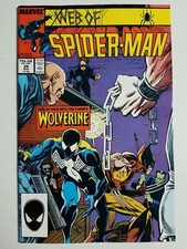 Web of Spiderman #29 (1987) Wolverine Crossover Black Symbiote Suit picture