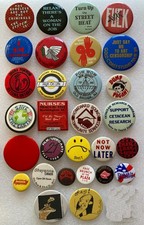 Lot of Vintage 1980s 90s Anti-War NYC Feminist Political Protest Activist Button picture