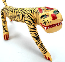 Vintage Oaxacan Alebrije Tiger Signed Rafael Mendoza Handcarved Folk Art Mex  8