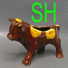 Vintage MCM Ceramic Bull Planter Brush McCoy Taurus Cow Steer Homestead Farm picture