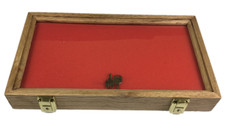 Oak Wood Display Case 16 X 9 x 2” for Arrowheads Knives Coins & More picture