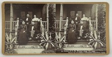 1905 Weber Family Porch Portrait Stereoview Columbus Junction Iowa Photo BakerL2 picture