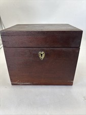 Vintage walnut wood Box Brass Hardware 8x7x6” No Key picture