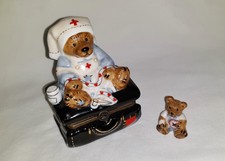 Boyd's Bearware Porcelain Trinket Box~ Clara the Nurse Box w/ Small Bear Trinket picture