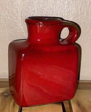 Vintage 1970's Small Red Drip Glazed Ceramic Jug Pitcher Decorative Vase 4