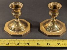 Vintage Pair of Brass Petite Candlesticks Taper Candle Holders Shiny 3