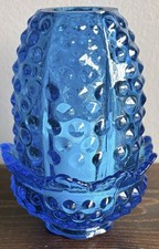 Vintage Fenton Colonial Blue Hobnail Fairy Lamp Candle Holder 1960’s picture