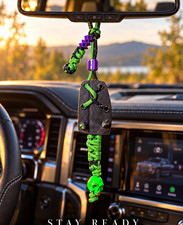 Dream Tech Custom Paracord Lanyard Green/Black/Purple w/ Zombie Bead 1pk picture