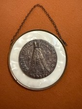 Vintage French Notre Dame sur Vire Mother of Pearl Religious Wall Medallion picture