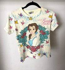 Vtg grail 90s Disney Beauty and the Beast All Over Print T Shirt Kids M 12/14 picture