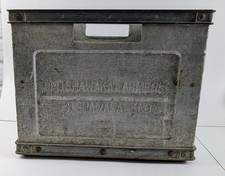 Mishawaka Farmers Dairy Aluminum Milk Bottle Crate Perfecto Indiana Vintage picture
