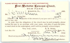 1900 First Methodist Episcopal Church Pew Rent Billhead picture