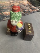 Vintage Alligator Bellhop & Suitcase Bag Salt and Pepper Shakers Ceramic picture