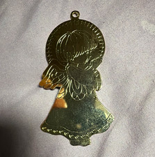 G. Duchin 1989 Angel Christmas Ornament Gold Tone Metal Hanging Made in USA picture