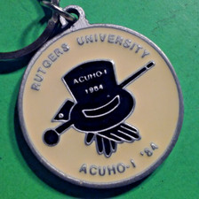 Vintage 1984 RUTGERS University Keychain Fob 