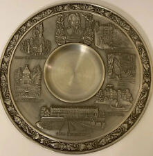 Vintage ZINN BECKER Pewter Wall Plate Cities in Germany picture