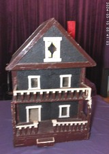 Creepy Antique 1930s Dollhouse Handmade Wood 28