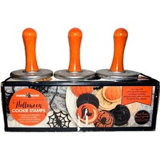 Nordic Ware Halloween Cookie Stamps Set 3 Spider Cat Pumpkin NordicWare Boxed A+ picture