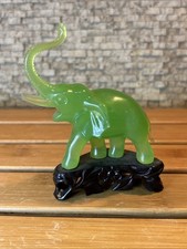Vintage Vita Faux Jade 4” Elephant Figure Plastic Made In Hong Kong picture