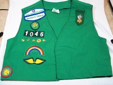 Vintage Girl Scouts Vest with Patches Badges - Size 10 - 1990's picture