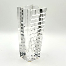 ORREFORS Horizon Crystal Vase 8.5in Clear Jan Johansson Sweden Signed Read picture
