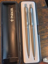 Vtg 1987 Parker Classic Pen Pencil Set Matte Gray Chrome USA NOS Boxed PL Code picture