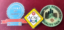 3 ARCO Lapel Pins LAR Las Angeles Refinery STOMP Quality Fair Contractor Safety picture