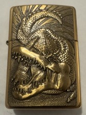 1995 Solid Brass CROCODILE Zippo Lighter Barrett Smythe Unfired Rare picture