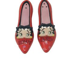 Betty Boop Salt & Pepper Shakers Ceramic Shoes High Heels Red Pink Polka Dots picture