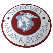 Vintage Mercury Automobiles Porcelain Sign - Sales Service Dealer Garage picture